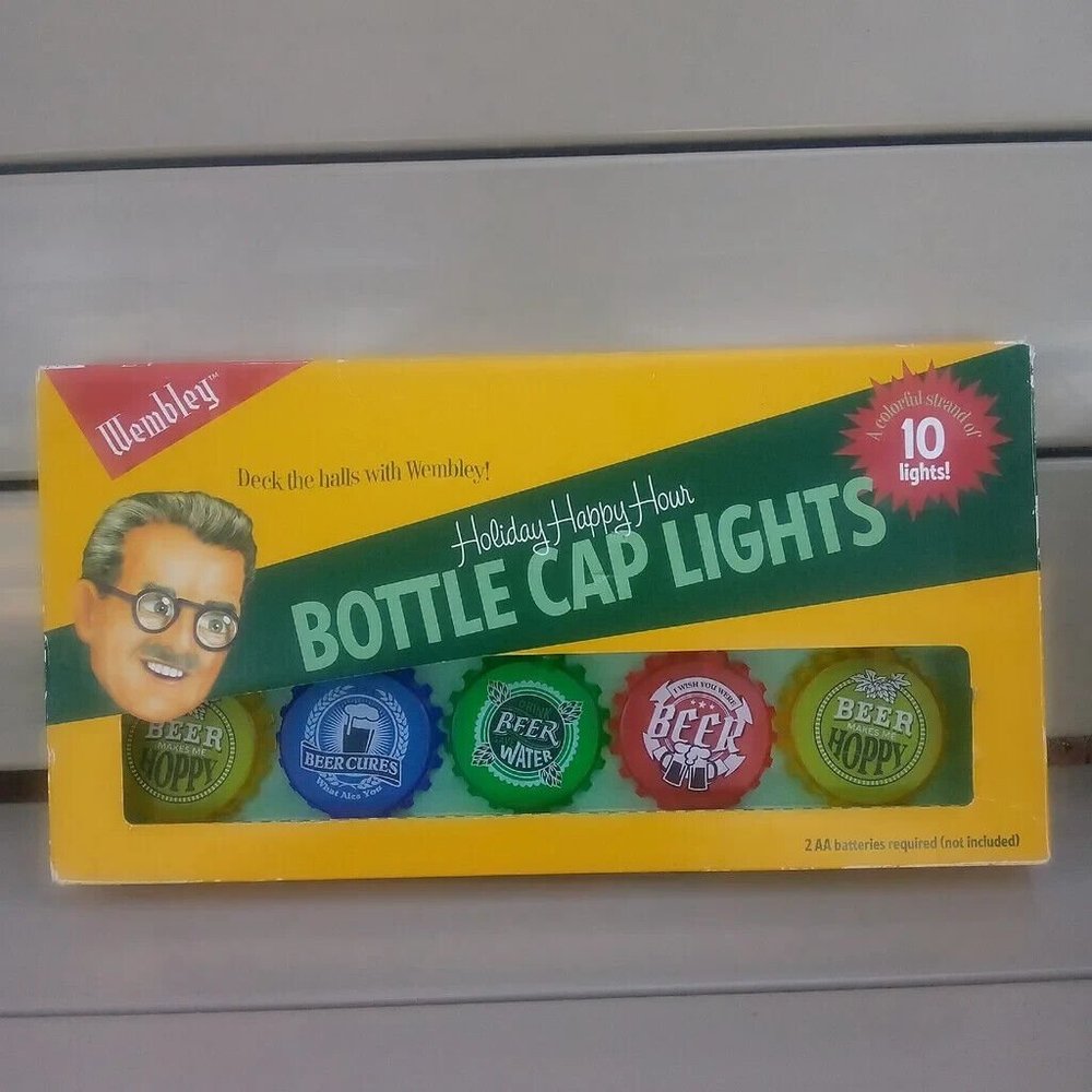 Wembley Holiday Happy Hour Bottle Cap Lights NEW